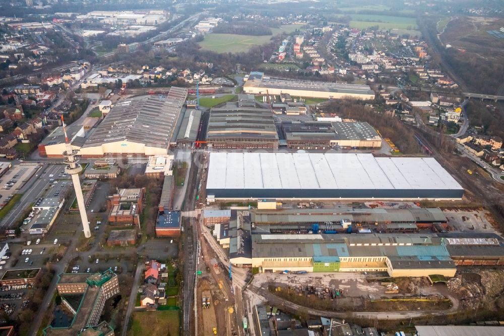 Luftbild Bochum - Baustelle zum Neubau eines Gebäudekomplexes auf dem Gelände des Logistikzentrums Dietz AG an der Karl-Lange-Straße in Bochum im Bundesland Nordrhein-Westfalen, Deutschland