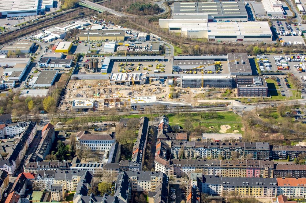 Luftbild Dortmund - Baustelle zum Neubau eines Gebäudekomplexes auf dem Gelände des Logistikzentrums DOGA - Dortmunder Gesellschaft für Abfall mbH am Sunderweg im Ortsteil Innenstadt-Nord in Dortmund im Bundesland Nordrhein-Westfalen