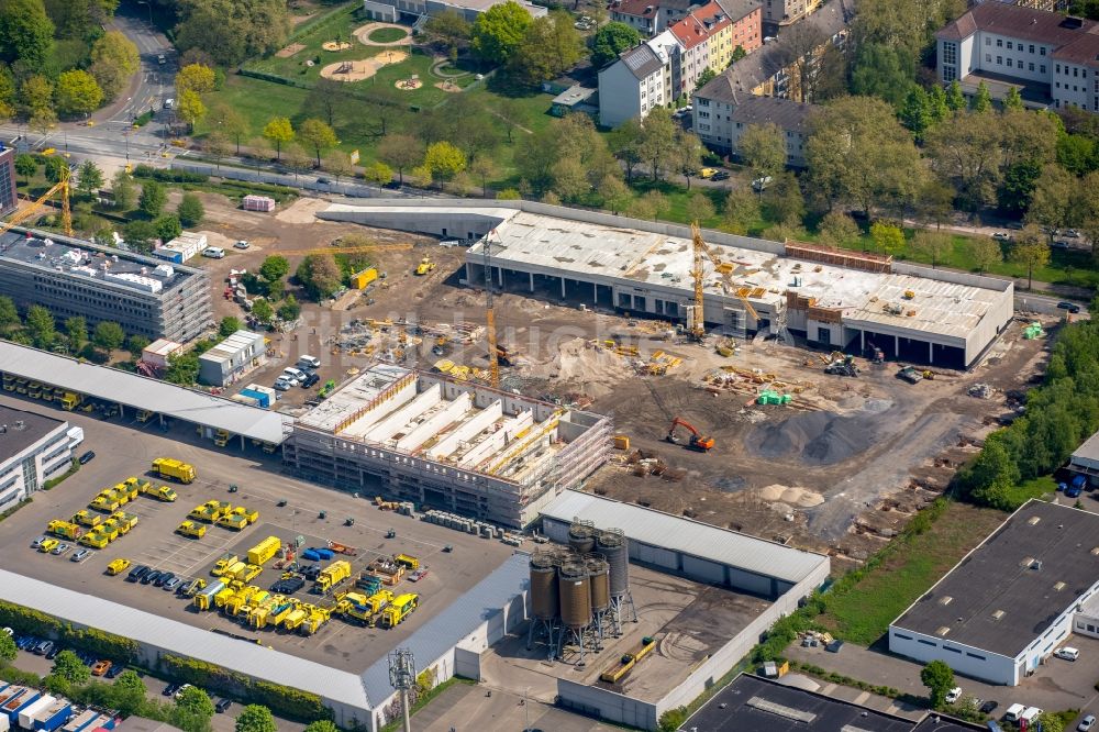 Dortmund aus der Vogelperspektive: Baustelle zum Neubau eines Gebäudekomplexes auf dem Gelände des Logistikzentrums DOGA - Dortmunder Gesellschaft für Abfall mbH am Sunderweg im Ortsteil Innenstadt-Nord in Dortmund im Bundesland Nordrhein-Westfalen