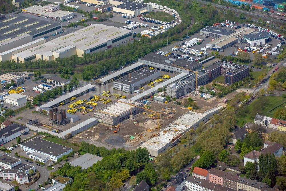 Luftbild Dortmund - Baustelle zum Neubau eines Gebäudekomplexes auf dem Gelände des Logistikzentrums DOGA - Dortmunder Gesellschaft für Abfall mbH am Sunderweg im Ortsteil Innenstadt-Nord in Dortmund im Bundesland Nordrhein-Westfalen