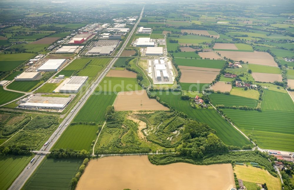 Luftaufnahme Hamm - Baustelle zum Neubau eines Gebäudekomplexes auf dem Gelände des Logistikzentrums der DPD Deutschland GmbH in Hamm im Bundesland Nordrhein-Westfalen, Deutschland