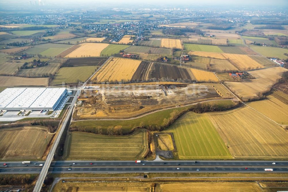 Luftbild Hamm - Baustelle zum Neubau eines Gebäudekomplexes auf dem Gelände des Logistikzentrums der DPD Deutschland GmbH am Osterbönener Weg in Hamm im Bundesland Nordrhein-Westfalen, Deutschland