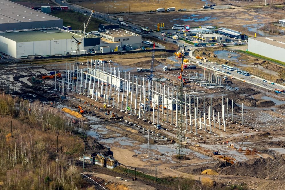 Luftbild Gelsenkirchen - Baustelle zum Neubau eines Gebäudekomplexes auf dem Gelände des Logistikzentrums Febi Bilstein an der Europastraße in Gelsenkirchen im Bundesland Nordrhein-Westfalen, Deutschland