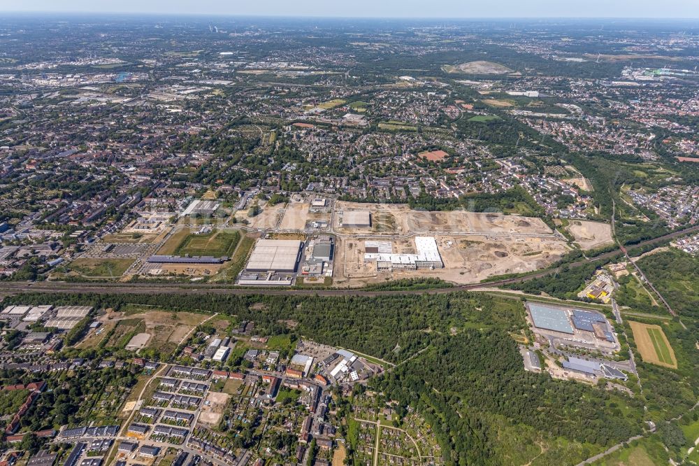 Luftaufnahme Gelsenkirchen - Baustelle zum Neubau eines Gebäudekomplexes auf dem Gelände des Logistikzentrums Febi Bilstein an der Europastraße in Gelsenkirchen im Bundesland Nordrhein-Westfalen, Deutschland