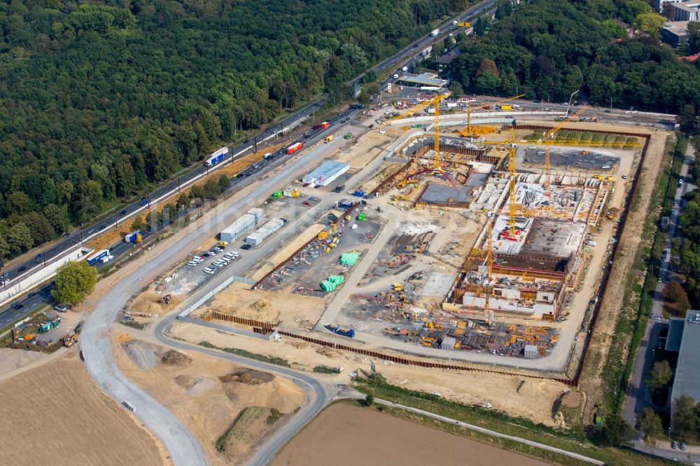 Luftaufnahme Dortmund - Baustelle zum Neubau eines Gebäudekomplexes auf dem Gelände des Logistikzentrums Geldspeicher der Deutschen Bundesbank in Dortmund im Bundesland Nordrhein-Westfalen