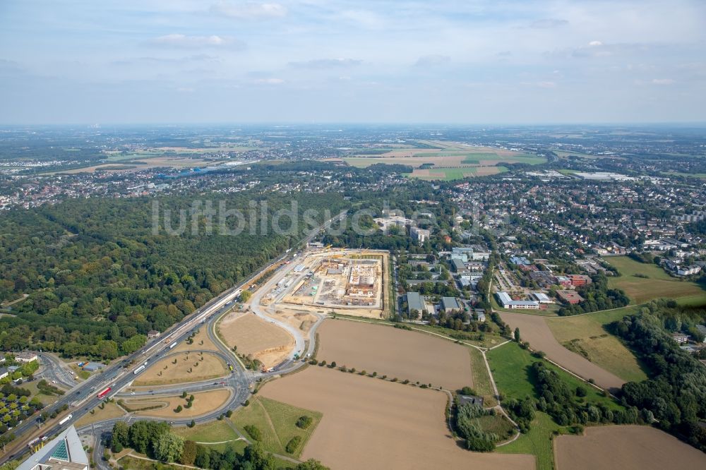 Dortmund von oben - Baustelle zum Neubau eines Gebäudekomplexes auf dem Gelände des Logistikzentrums Geldspeicher der Deutschen Bundesbank in Dortmund im Bundesland Nordrhein-Westfalen