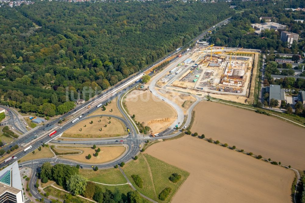 Dortmund aus der Vogelperspektive: Baustelle zum Neubau eines Gebäudekomplexes auf dem Gelände des Logistikzentrums Geldspeicher der Deutschen Bundesbank in Dortmund im Bundesland Nordrhein-Westfalen