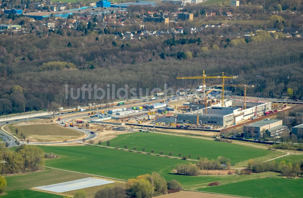 Dortmund aus der Vogelperspektive: Baustelle zum Neubau eines Gebäudekomplexes auf dem Gelände des Logistikzentrums Geldspeicher der Deutschen Bundesbank in Dortmund im Bundesland Nordrhein-Westfalen