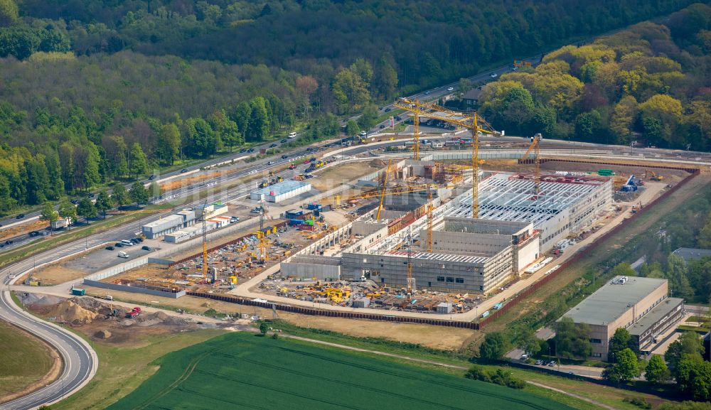 Dortmund aus der Vogelperspektive: Baustelle zum Neubau eines Gebäudekomplexes auf dem Gelände des Logistikzentrums Geldspeicher der Deutschen Bundesbank in Dortmund im Bundesland Nordrhein-Westfalen