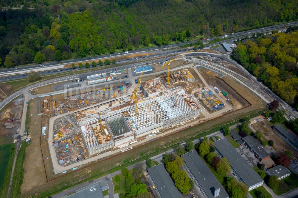 Dortmund von oben - Baustelle zum Neubau eines Gebäudekomplexes auf dem Gelände des Logistikzentrums Geldspeicher der Deutschen Bundesbank in Dortmund im Bundesland Nordrhein-Westfalen