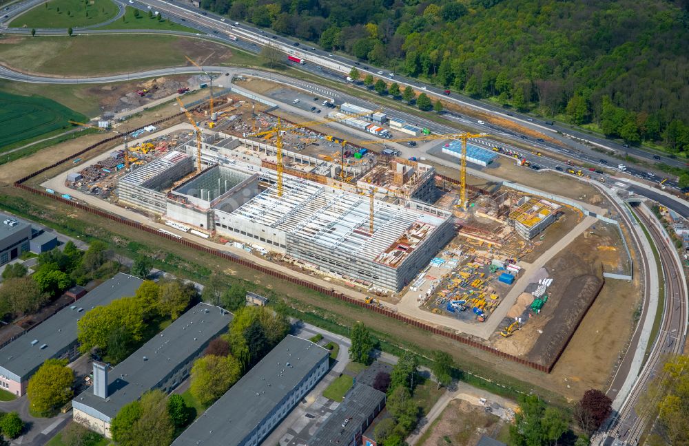 Dortmund aus der Vogelperspektive: Baustelle zum Neubau eines Gebäudekomplexes auf dem Gelände des Logistikzentrums Geldspeicher der Deutschen Bundesbank in Dortmund im Bundesland Nordrhein-Westfalen