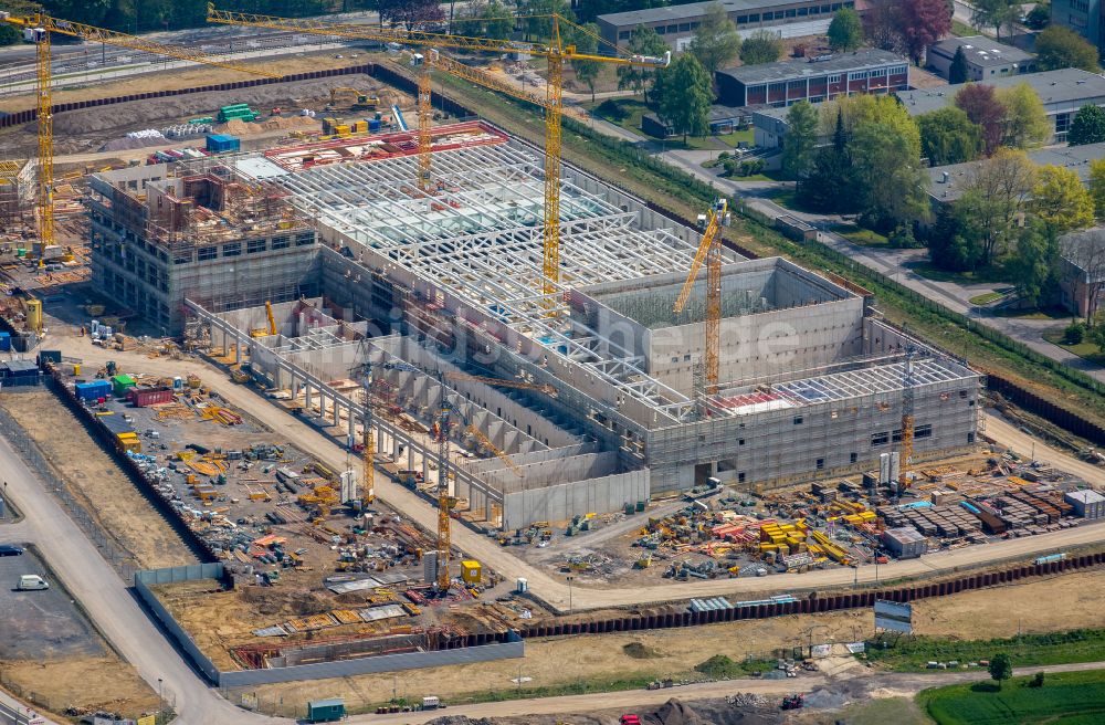 Dortmund von oben - Baustelle zum Neubau eines Gebäudekomplexes auf dem Gelände des Logistikzentrums Geldspeicher der Deutschen Bundesbank in Dortmund im Bundesland Nordrhein-Westfalen