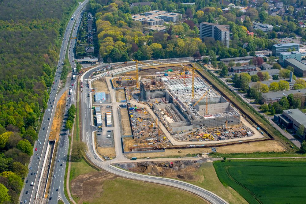 Dortmund aus der Vogelperspektive: Baustelle zum Neubau eines Gebäudekomplexes auf dem Gelände des Logistikzentrums Geldspeicher der Deutschen Bundesbank in Dortmund im Bundesland Nordrhein-Westfalen