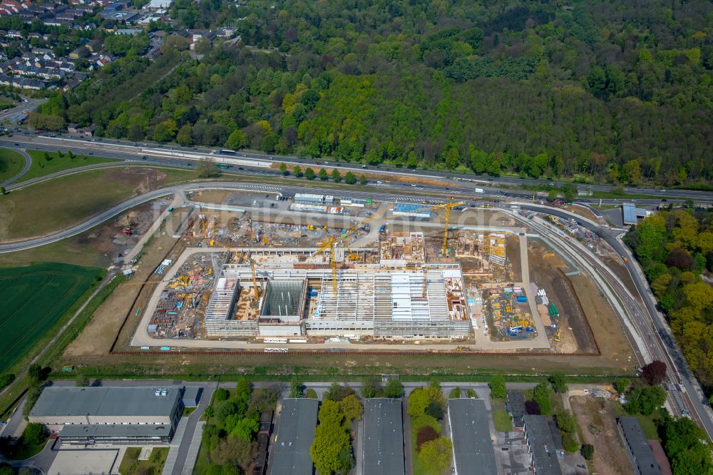 Dortmund von oben - Baustelle zum Neubau eines Gebäudekomplexes auf dem Gelände des Logistikzentrums Geldspeicher der Deutschen Bundesbank in Dortmund im Bundesland Nordrhein-Westfalen