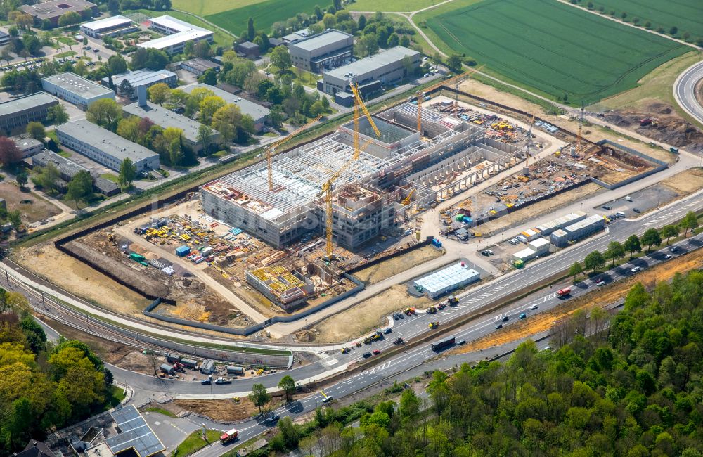 Dortmund von oben - Baustelle zum Neubau eines Gebäudekomplexes auf dem Gelände des Logistikzentrums Geldspeicher der Deutschen Bundesbank in Dortmund im Bundesland Nordrhein-Westfalen