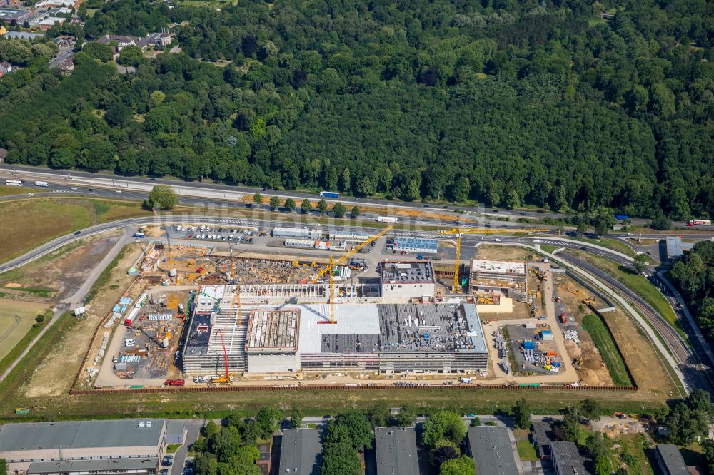 Dortmund von oben - Baustelle zum Neubau eines Gebäudekomplexes auf dem Gelände des Logistikzentrums Geldspeicher der Deutschen Bundesbank in Dortmund im Bundesland Nordrhein-Westfalen