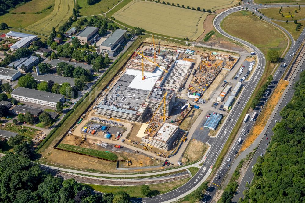 Dortmund von oben - Baustelle zum Neubau eines Gebäudekomplexes auf dem Gelände des Logistikzentrums Geldspeicher der Deutschen Bundesbank in Dortmund im Bundesland Nordrhein-Westfalen