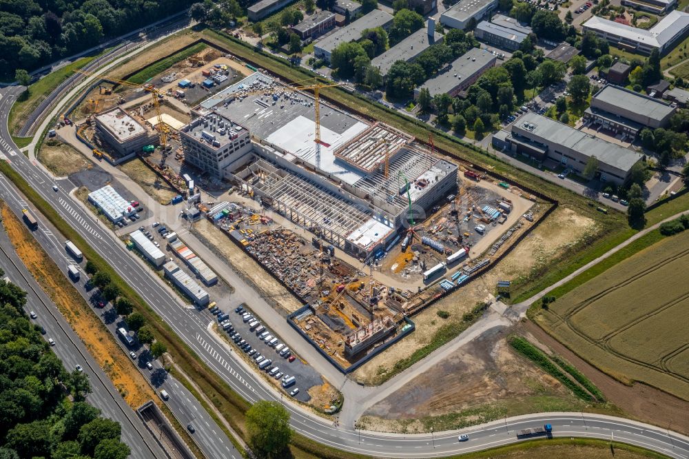 Dortmund von oben - Baustelle zum Neubau eines Gebäudekomplexes auf dem Gelände des Logistikzentrums Geldspeicher der Deutschen Bundesbank in Dortmund im Bundesland Nordrhein-Westfalen