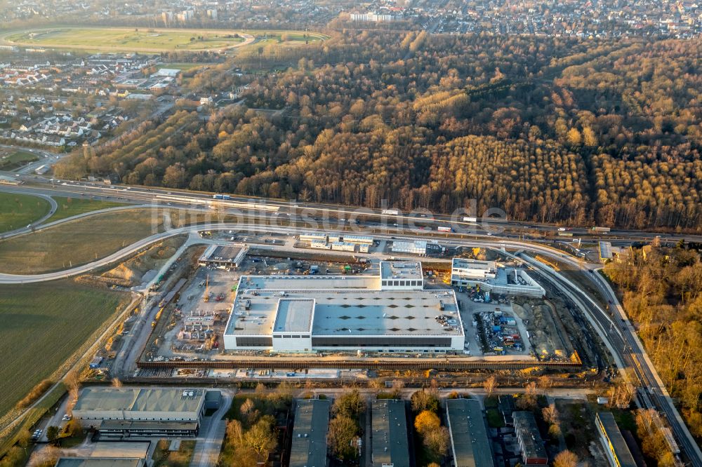 Dortmund von oben - Baustelle zum Neubau eines Gebäudekomplexes auf dem Gelände des Logistikzentrums Geldspeicher der Deutschen Bundesbank in Dortmund im Bundesland Nordrhein-Westfalen