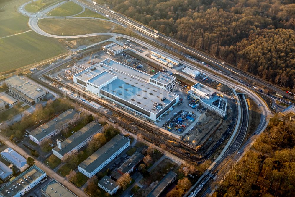 Luftaufnahme Dortmund - Baustelle zum Neubau eines Gebäudekomplexes auf dem Gelände des Logistikzentrums Geldspeicher der Deutschen Bundesbank in Dortmund im Bundesland Nordrhein-Westfalen