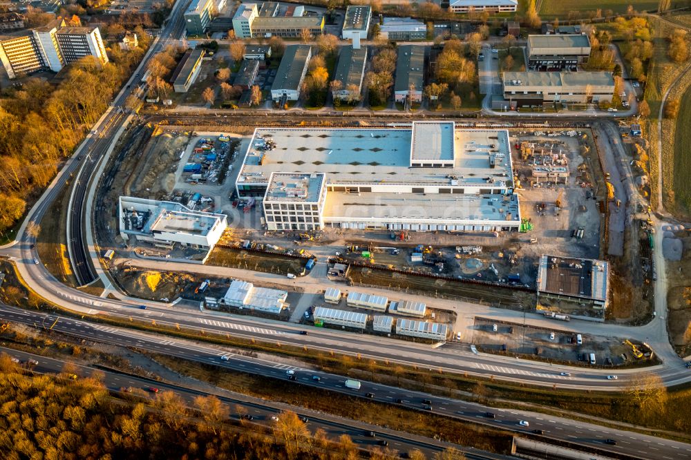 Dortmund aus der Vogelperspektive: Baustelle zum Neubau eines Gebäudekomplexes auf dem Gelände des Logistikzentrums Geldspeicher der Deutschen Bundesbank in Dortmund im Bundesland Nordrhein-Westfalen