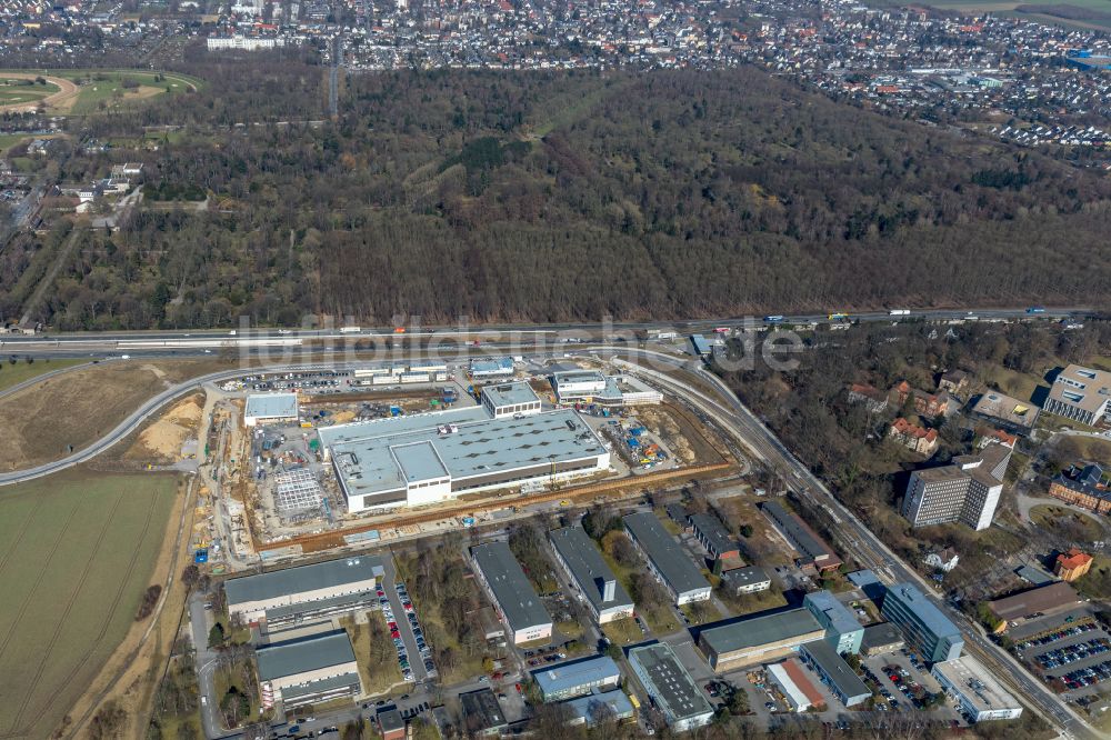 Dortmund von oben - Baustelle zum Neubau eines Gebäudekomplexes auf dem Gelände des Logistikzentrums Geldspeicher der Deutschen Bundesbank in Dortmund im Bundesland Nordrhein-Westfalen