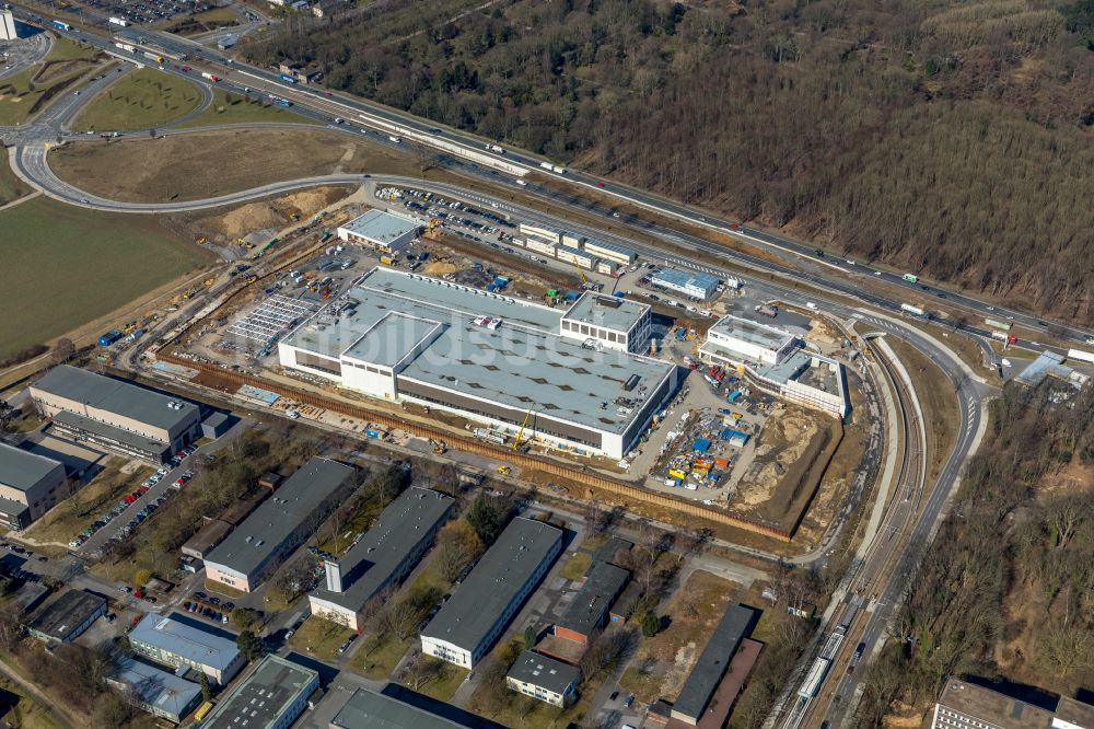 Dortmund von oben - Baustelle zum Neubau eines Gebäudekomplexes auf dem Gelände des Logistikzentrums Geldspeicher der Deutschen Bundesbank in Dortmund im Bundesland Nordrhein-Westfalen