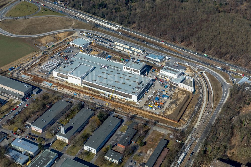 Dortmund aus der Vogelperspektive: Baustelle zum Neubau eines Gebäudekomplexes auf dem Gelände des Logistikzentrums Geldspeicher der Deutschen Bundesbank in Dortmund im Bundesland Nordrhein-Westfalen