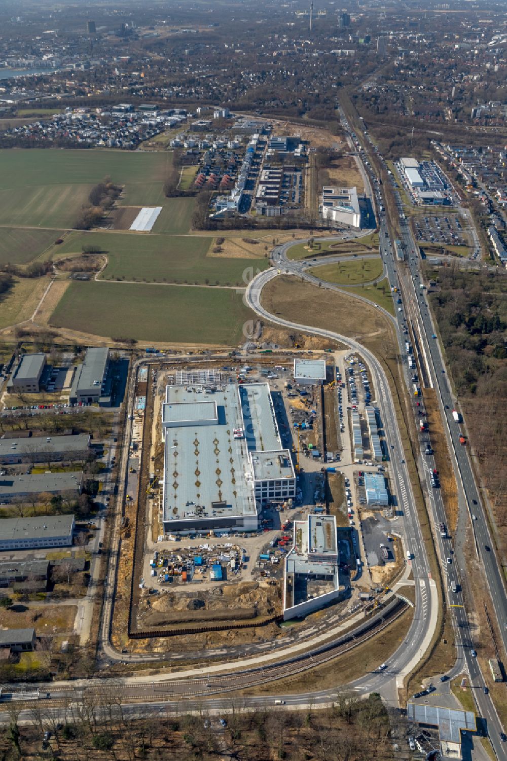 Luftaufnahme Dortmund - Baustelle zum Neubau eines Gebäudekomplexes auf dem Gelände des Logistikzentrums Geldspeicher der Deutschen Bundesbank in Dortmund im Bundesland Nordrhein-Westfalen