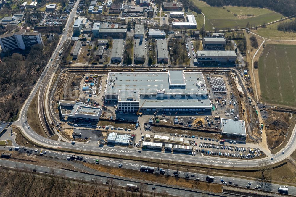 Dortmund aus der Vogelperspektive: Baustelle zum Neubau eines Gebäudekomplexes auf dem Gelände des Logistikzentrums Geldspeicher der Deutschen Bundesbank in Dortmund im Bundesland Nordrhein-Westfalen