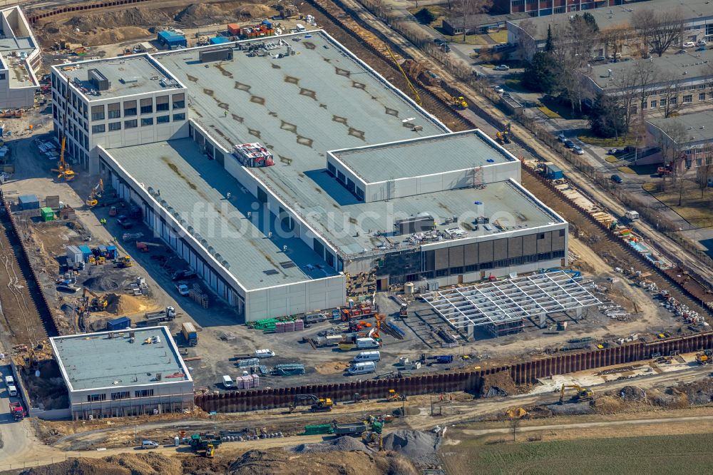 Dortmund von oben - Baustelle zum Neubau eines Gebäudekomplexes auf dem Gelände des Logistikzentrums Geldspeicher der Deutschen Bundesbank in Dortmund im Bundesland Nordrhein-Westfalen