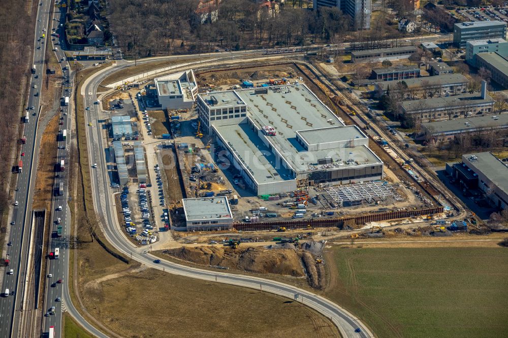 Dortmund aus der Vogelperspektive: Baustelle zum Neubau eines Gebäudekomplexes auf dem Gelände des Logistikzentrums Geldspeicher der Deutschen Bundesbank in Dortmund im Bundesland Nordrhein-Westfalen