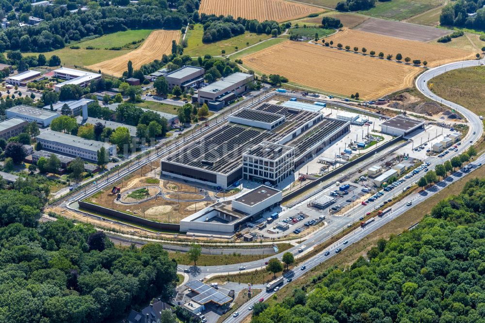 Dortmund von oben - Baustelle zum Neubau eines Gebäudekomplexes auf dem Gelände des Logistikzentrums Geldspeicher der Deutschen Bundesbank in Dortmund im Bundesland Nordrhein-Westfalen