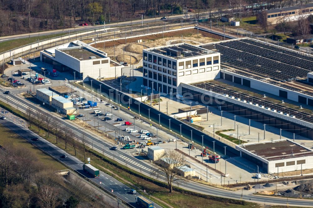 Dortmund von oben - Baustelle zum Neubau eines Gebäudekomplexes auf dem Gelände des Logistikzentrums Geldspeicher der Deutschen Bundesbank in Dortmund im Bundesland Nordrhein-Westfalen