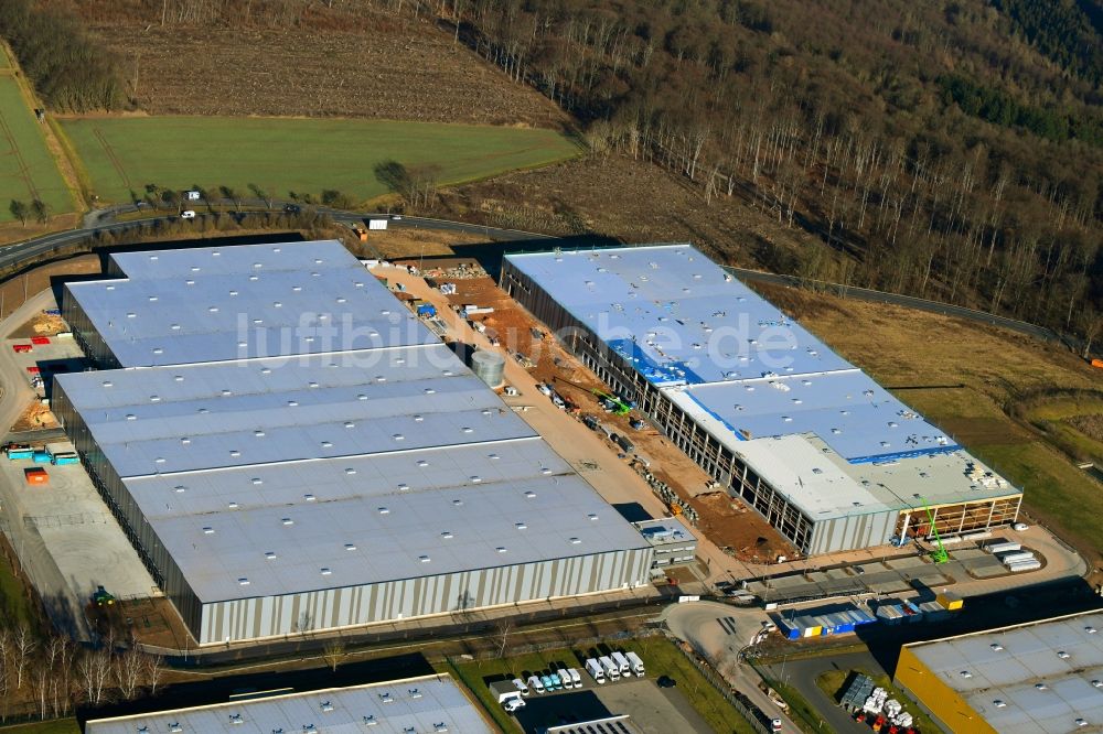 Luftbild Staufenberg - Baustelle zum Neubau eines Gebäudekomplexes auf dem Gelände des Logistikzentrums Vor der Hecke in Staufenberg im Bundesland Niedersachsen, Deutschland