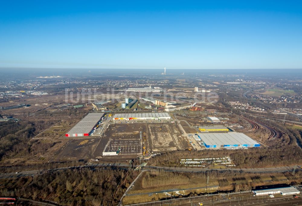 Dortmund aus der Vogelperspektive: Baustelle zum Neubau eines Gebäudekomplexes auf dem Gelände des Logistikzentrums des Internethändlers Amazon im Ortsteil Innenstadt-Nord in Dortmund im Bundesland Nordrhein-Westfalen