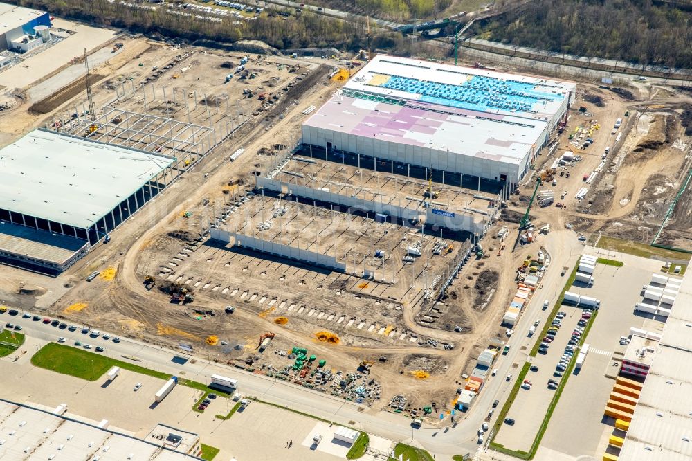 Luftaufnahme Dortmund - Baustelle zum Neubau eines Gebäudekomplexes auf dem Gelände des Logistikzentrums des Internethändlers Amazon im Ortsteil Innenstadt-Nord in Dortmund im Bundesland Nordrhein-Westfalen