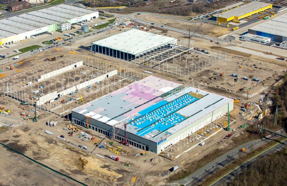 Luftbild Dortmund - Baustelle zum Neubau eines Gebäudekomplexes auf dem Gelände des Logistikzentrums des Internethändlers Amazon im Ortsteil Innenstadt-Nord in Dortmund im Bundesland Nordrhein-Westfalen