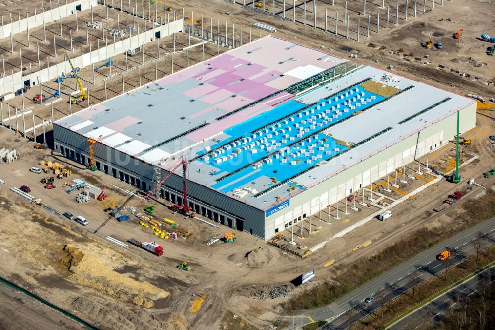 Luftaufnahme Dortmund - Baustelle zum Neubau eines Gebäudekomplexes auf dem Gelände des Logistikzentrums des Internethändlers Amazon im Ortsteil Innenstadt-Nord in Dortmund im Bundesland Nordrhein-Westfalen