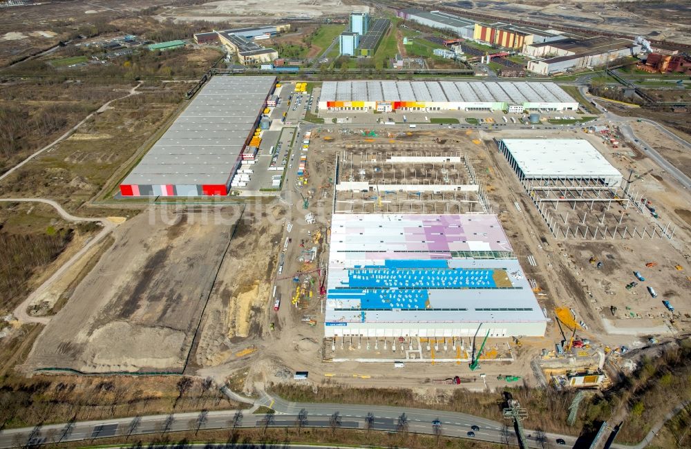 Luftaufnahme Dortmund - Baustelle zum Neubau eines Gebäudekomplexes auf dem Gelände des Logistikzentrums des Internethändlers Amazon im Ortsteil Innenstadt-Nord in Dortmund im Bundesland Nordrhein-Westfalen