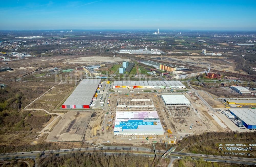 Luftaufnahme Dortmund - Baustelle zum Neubau eines Gebäudekomplexes auf dem Gelände des Logistikzentrums des Internethändlers Amazon im Ortsteil Innenstadt-Nord in Dortmund im Bundesland Nordrhein-Westfalen