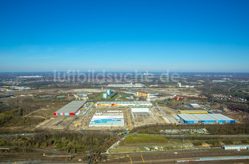 Dortmund aus der Vogelperspektive: Baustelle zum Neubau eines Gebäudekomplexes auf dem Gelände des Logistikzentrums des Internethändlers Amazon im Ortsteil Innenstadt-Nord in Dortmund im Bundesland Nordrhein-Westfalen