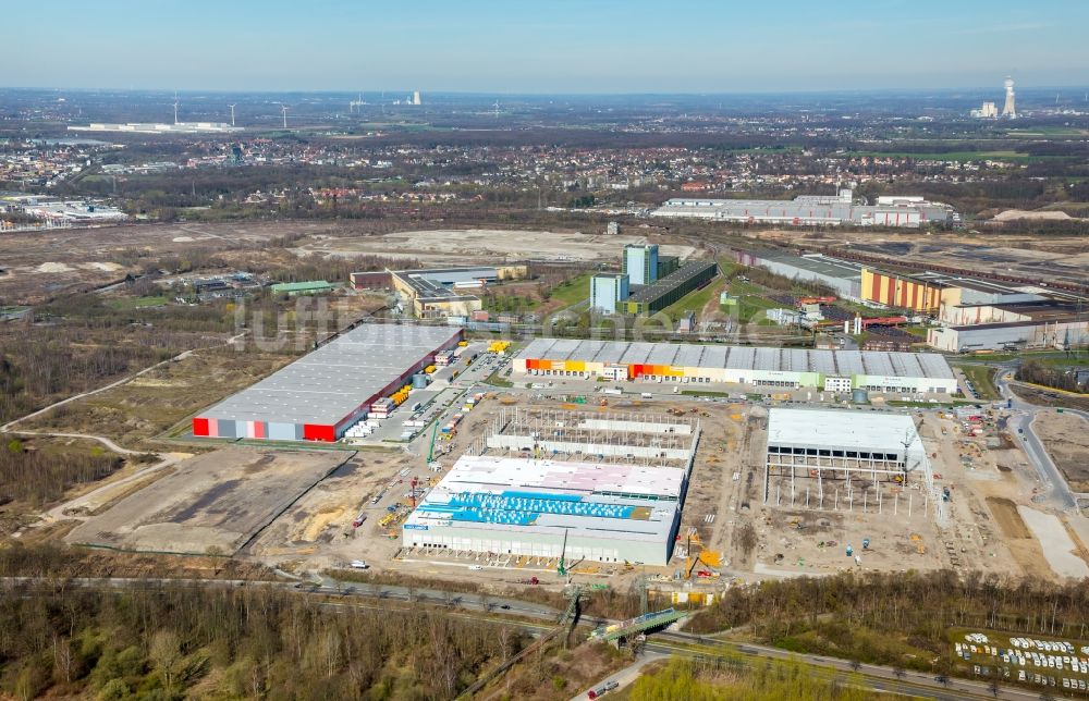 Luftaufnahme Dortmund - Baustelle zum Neubau eines Gebäudekomplexes auf dem Gelände des Logistikzentrums des Internethändlers Amazon im Ortsteil Innenstadt-Nord in Dortmund im Bundesland Nordrhein-Westfalen