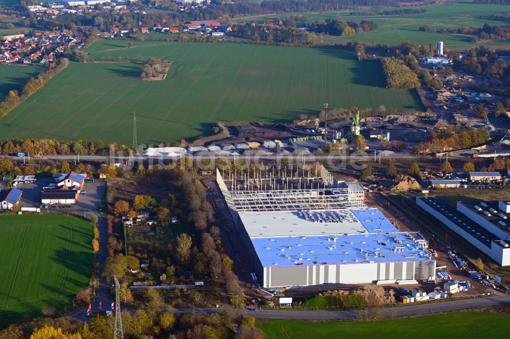 Luftbild Marquardt - Baustelle zum Neubau eines Gebäudekomplexes auf dem Gelände des Logistikzentrums in Marquardt im Bundesland Brandenburg, Deutschland