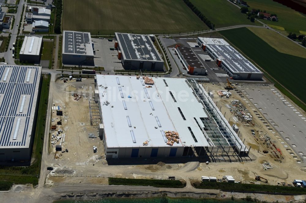 Luftaufnahme Olching - Baustelle zum Neubau eines Gebäudekomplexes auf dem Gelände des Logistikzentrums MULTIPARK OLCHING im Ortsteil Geiselbullach in Olching im Bundesland Bayern, Deutschland