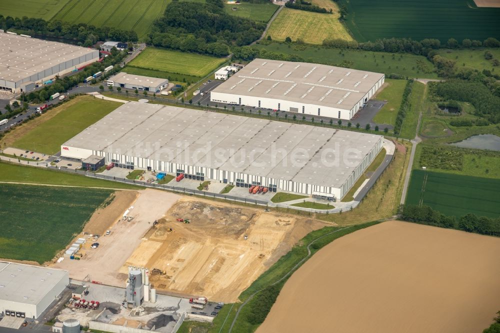 Luftbild Hamm - Baustelle zum Neubau eines Gebäudekomplexes auf dem Gelände des Logistikzentrums am Oberallener Weg in Hamm im Bundesland Nordrhein-Westfalen, Deutschland