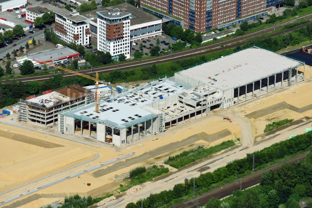 Hamburg von oben - Baustelle zum Neubau eines Gebäudekomplexes auf dem Gelände des Logistikzentrums der Sprinkenhof AG für die Opernwerkstätten der Staatsoper im Ortsteil Rothenburgsort in Hamburg, Deutschland