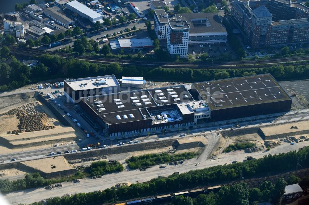 Luftbild Hamburg - Baustelle zum Neubau eines Gebäudekomplexes auf dem Gelände des Logistikzentrums der Sprinkenhof AG für die Opernwerkstätten der Staatsoper im Ortsteil Rothenburgsort in Hamburg, Deutschland