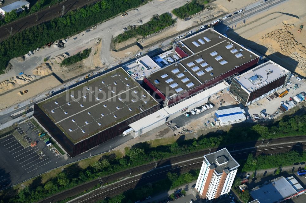 Hamburg aus der Vogelperspektive: Baustelle zum Neubau eines Gebäudekomplexes auf dem Gelände des Logistikzentrums der Sprinkenhof AG für die Opernwerkstätten der Staatsoper im Ortsteil Rothenburgsort in Hamburg, Deutschland