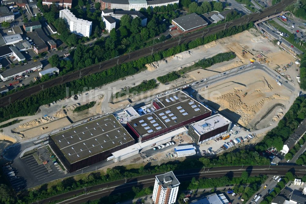 Luftbild Hamburg - Baustelle zum Neubau eines Gebäudekomplexes auf dem Gelände des Logistikzentrums der Sprinkenhof AG für die Opernwerkstätten der Staatsoper im Ortsteil Rothenburgsort in Hamburg, Deutschland